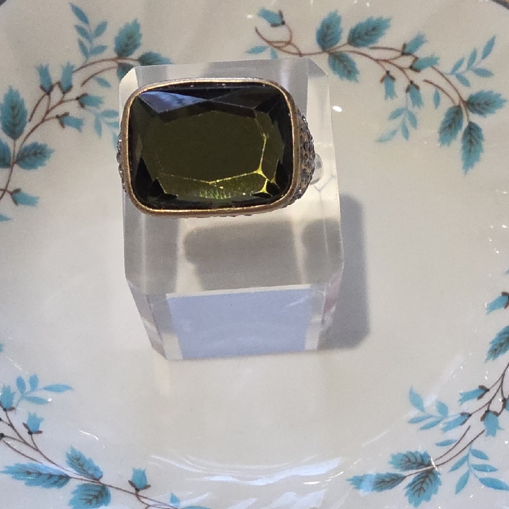 Lia Sophia Olive Green Statement Ring